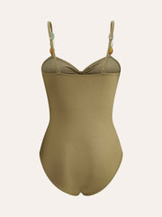 Beaded Strap Cut-out One-Piece Swimsuit