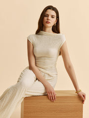 Textured Top With Wide-Leg Pants Set