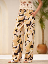 Mid-Waist Floral Print Pockets Pants