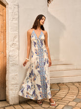 Backless Halter Neck Floral Print Dress