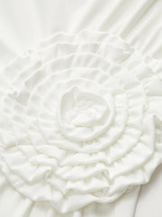 One-Shoulder Ruched Dress With Rosette Detail