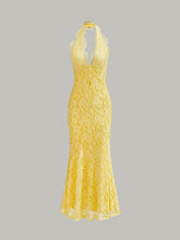 Halter Neck Floral Lace Dress