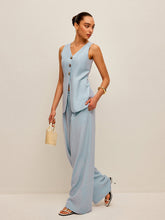Cotton & Linen Tie-Back Vest With Pants Set