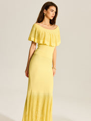 Tulle-Paneled Knitted Skirt