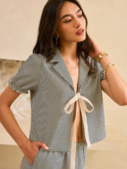 Striped Shorts Set with Tie-Front