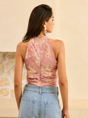 Floral Print Cowl Neck Top