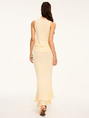 Pleated Hem Maxi Skirt