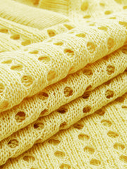 Openwork Knit Polo Top