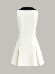 Golden Button Colorblock Midi Dress