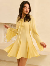 Tie-Front Flared Sleeve Dress