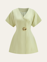 Short-Sleeved V-Neck Mini Dress