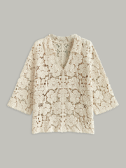 Semi-Sheer Floral Lace Top