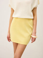 Solid Color Knit Mini Skirt