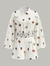 Belted Seashell Print Shorts Set