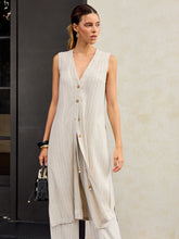 Striped Linen & Cotton Long Shirt