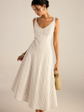 Striped Asymmetriccal Hem Midi Dress
