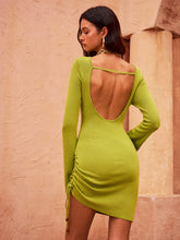 Backless Ruched Mini Dress