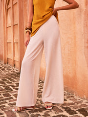 Textured Wide-Leg Knit Pants