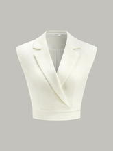 Cropped Wide-Shoulder Waist-Cinching Blazer Vest