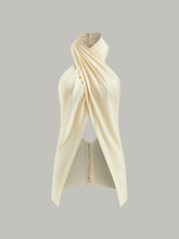 Semi-Sheer Cross-Halter Neck Wrap Top
