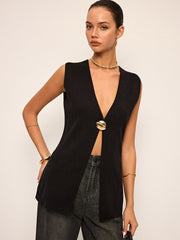 Metal Detail Sleeveless Vest