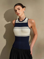 Contrast Color Striped Knit Top