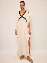 Contrast Trim Maxi Dress with Slit