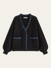 Denim Fringe Trim Cardigan