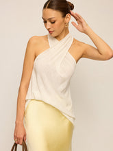 Halter Neck Knit Top with Cross-Strap Neckline