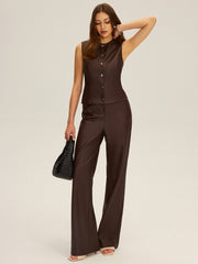 PU Leather Straight Leg Pants