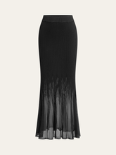 Mesh Hem Ribbed Knit Mermaid Skirt