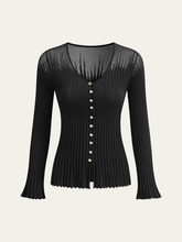 Mesh Panel Ribbed Knit Top
