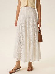 Semi-Sheer Lace Maxi Skirt