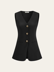 Metal Detail V-Neck Vest