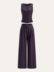 Cotton Blend Sleeveless Top and Pants Set