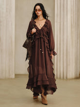 Ruffled Chiffon Maxi Dress Set with Cami Dress Liner