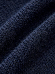 Denim Panel Asymmetric V-Neck Knit Top