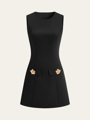 Detachable Cape Metal Floral Detail Dress Set