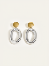 Two-Tone Smooth Oval Drop Earrings