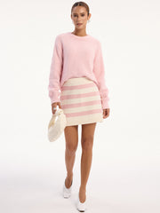 Contrast Striped Knit Mini Skirt