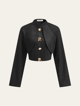 Metal Detail Cropped Denim Jacket