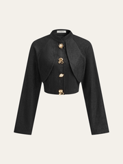 Metal Detail Cropped Denim Jacket