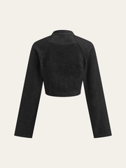 Metal Detail Cropped Denim Jacket