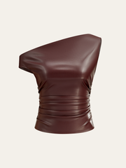One-Shoulder PU Leather Tank Top