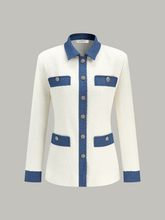 Metal Button Contrast Trim Tweed Jacket