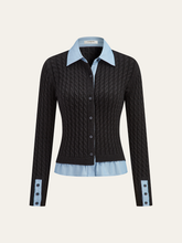 2 in1 Paneled Cable-Knit Cardigan