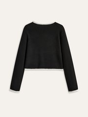 Contrast Trim Wool-Blend Cardigan