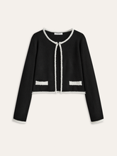 Contrast Trim Wool-Blend Cardigan