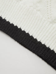 Contrast Trim Tie-Front Knit Cardigan