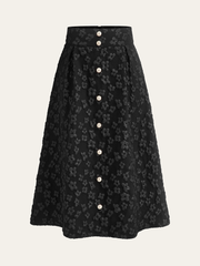 Floral Texture High Waist Skirt